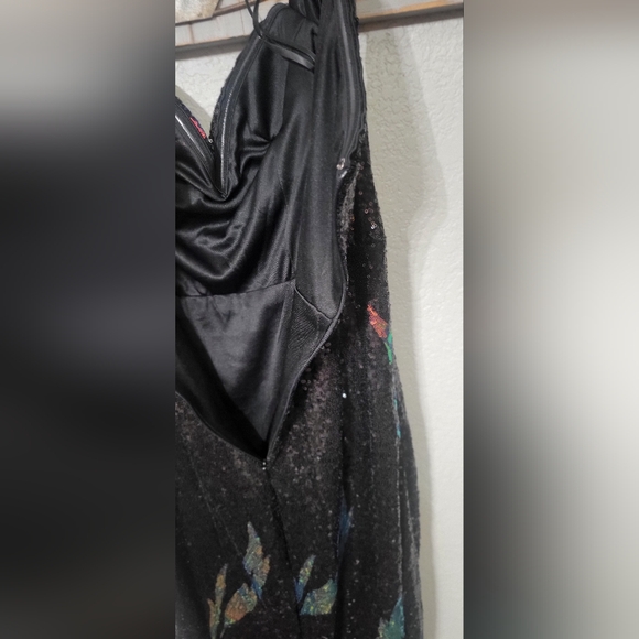 NWT-Love & Lemonade Sequin  Mermaid Gown Black Sweetheart Off Shoulder Size L - Picture 6 of 9